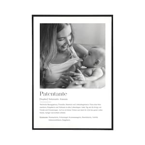 Patentante Geschenk Bild zur Taufe - Patentante fragen, personalisiertes Poster zur Geburt mit Bild ohne Rahmen