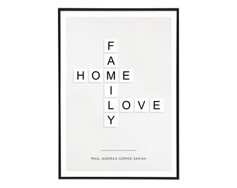 Personalized poster "Family - Home - Love" - family poster, moving, family picture, name, gift, DIN A3, DIN A4