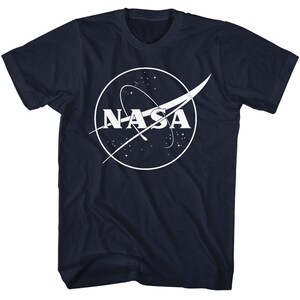 Logotipo da NASA Meatball em uma cor | Camiseta oficial da NASA | Camisas masculinas | Camisas grandes e altas | Camiseta gráfica grande e alta masculina