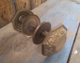 Rare Antique Vintage Arts /& Crafts Complete Door Knob /& Lock Set Beautiful
