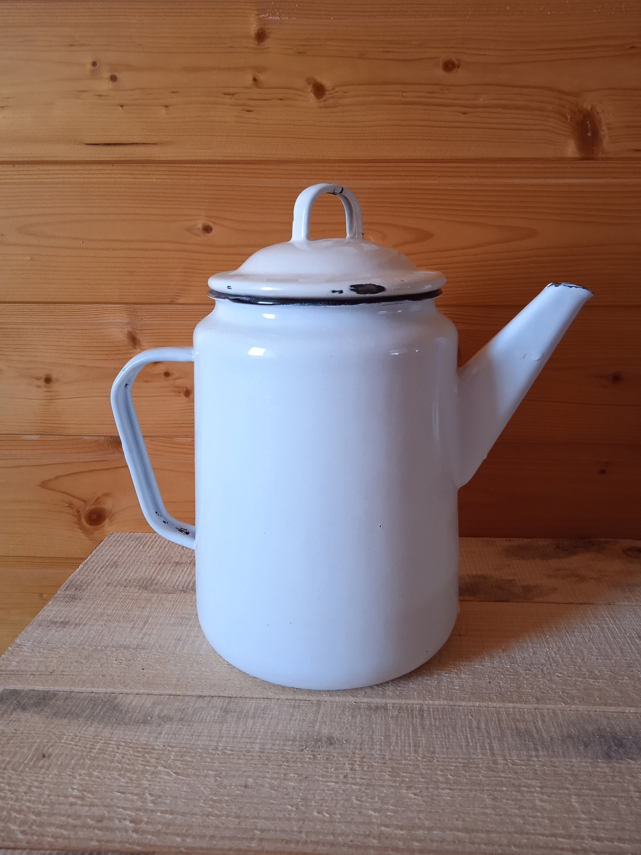 White vintage enamel teapot Enamel Camping enamelware Etsy