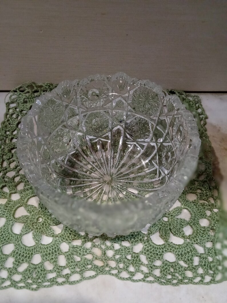 Soviet Russian crystal glass bowl/Vintage Cut Lead /Crystal Etsy