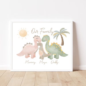 Dinosaur Family Print - Dinosaur Family Custom Name Print, Dinosaur Gift for Family name sign, Baby Name Print Baby - Christmas Family Gift