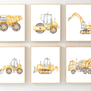 Construction Vehicle Print Set Digger Truck Art Construction Nursery Decor Baby Boy Nursery Kids Room Art Nursery Set Construction Print