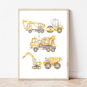 Construction Vehicles Print, Boys Nursery Print, Construction Vehicles Decor, Digger, Boys Bedroom Decor, Boys Digger Print