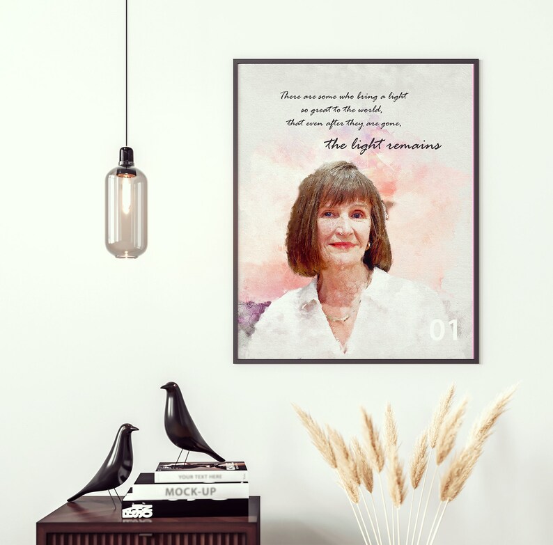 Sentimental Memorial Gift with Custom PoemQuote Deceased Loved One Memorial Drawing from Photo Bereavement and Condolence Gift