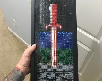 Legend of Zelda 2 Title screen Shadowbox Perler