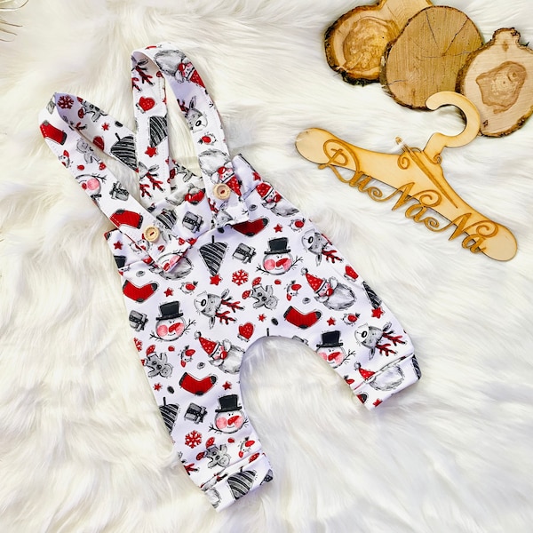 Dungarees Christmas, St. Nicholas, Gingerbread Man, Pantalon pour enfants avec bretelles, Pantalon Baggy, Pantalon Harem, Mon premier Noël, Pantalon bébé, Pantalon Mi-Cire