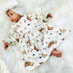 Sukienka dla niemowląt, zwierzę leśne, króliczek, sukienka dziecięca, sukienka wielkanocna, sukienka sweterkowa, sukienka boho, sukienka, strój dziecięcy, boho baby, vintage, wiosna