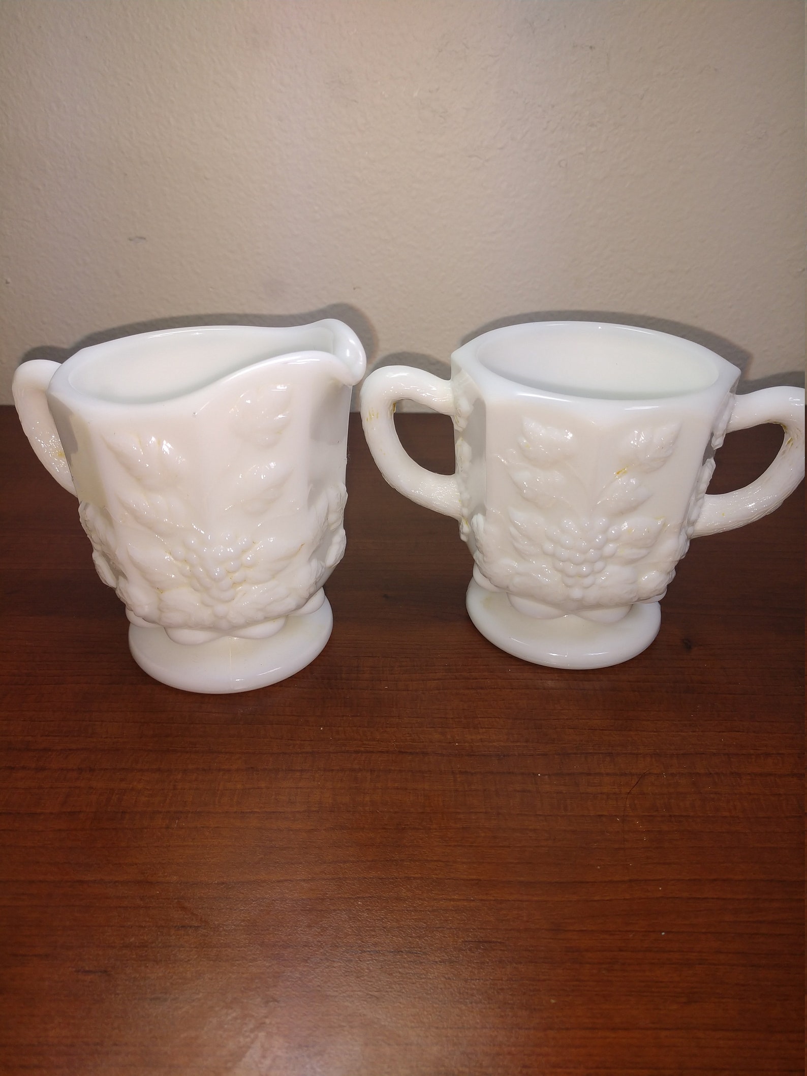 Westmoreland Milk Glass Creamer and Sugar Set Grape and Etsy