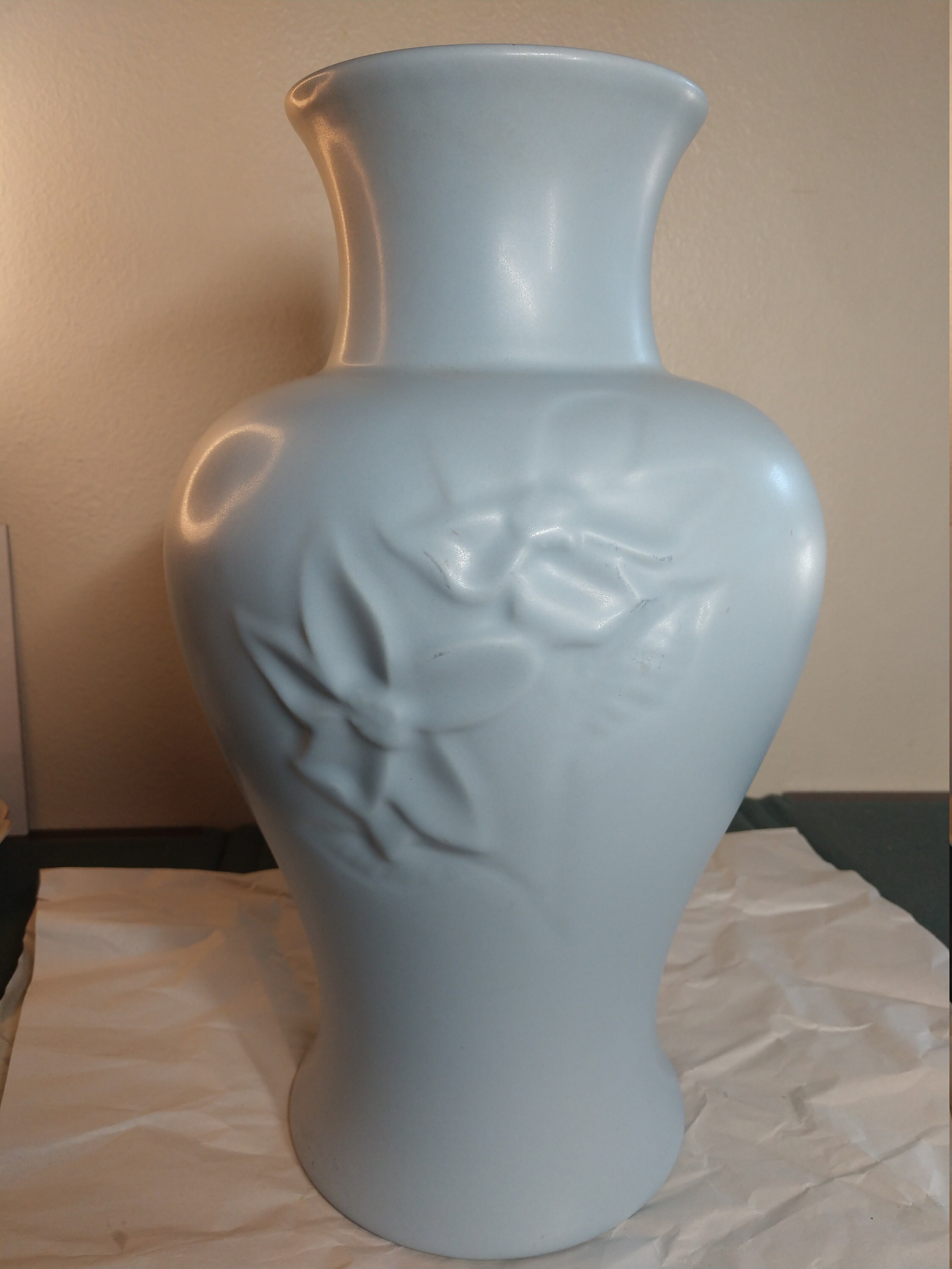 Royal Haeger Pottery Large Floral Robin Egg Blue Table Vase Etsy