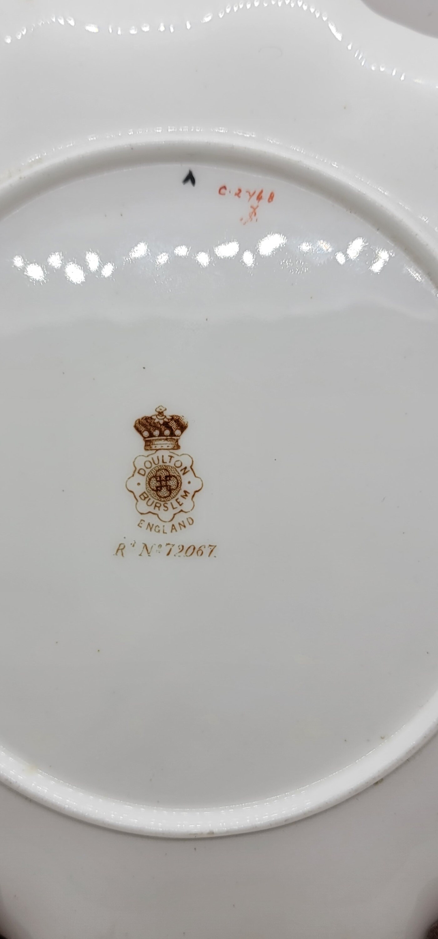 Antique Doulton Burslem Hand Painted Floral Plate, Pattern RN