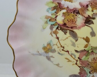 Antique Doulton Burslem Hand Painted Floral Plate, Pattern RN