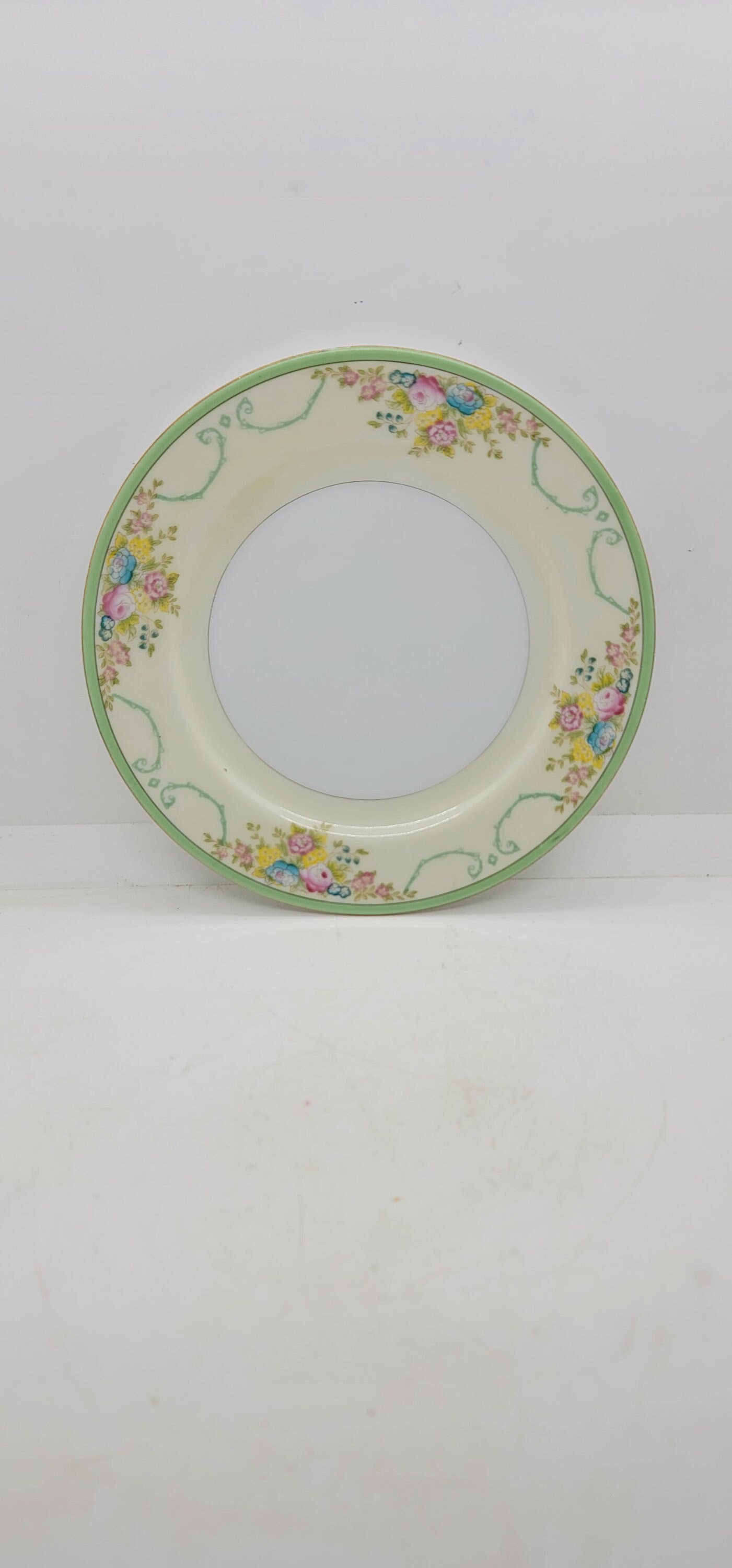 Set of Two Meito China NSP Isabella Luncheon or Salad Plates, White Center,  Cream Band, Green Trim, Pink, Yellow \u0026 Blue Flowers (2473) - Etsy, image size:1401x3000