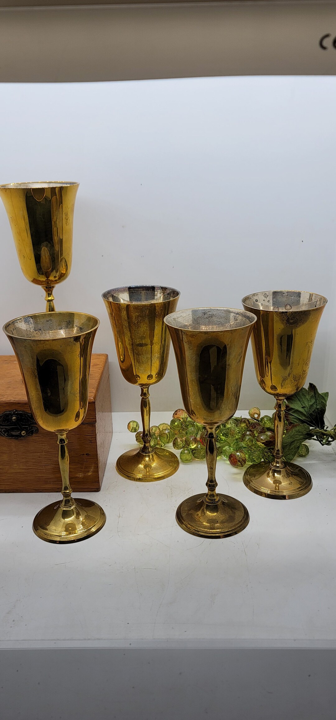 Set of Five Brass Wine Goblets Made in India Golden Color on Etsy