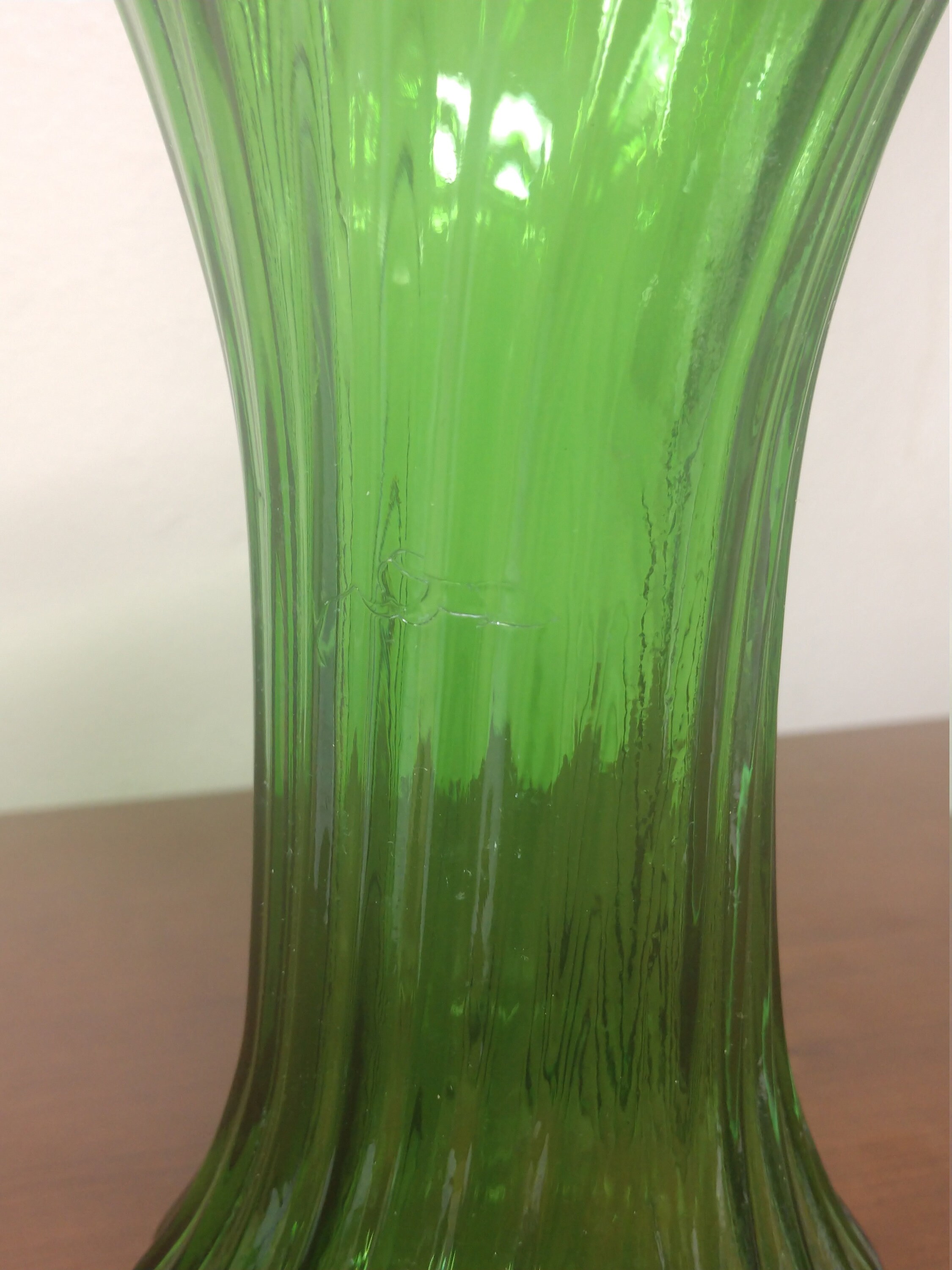 E.O. Brody Emerald Green Ribbed Glass Vase Art Deco Design Etsy