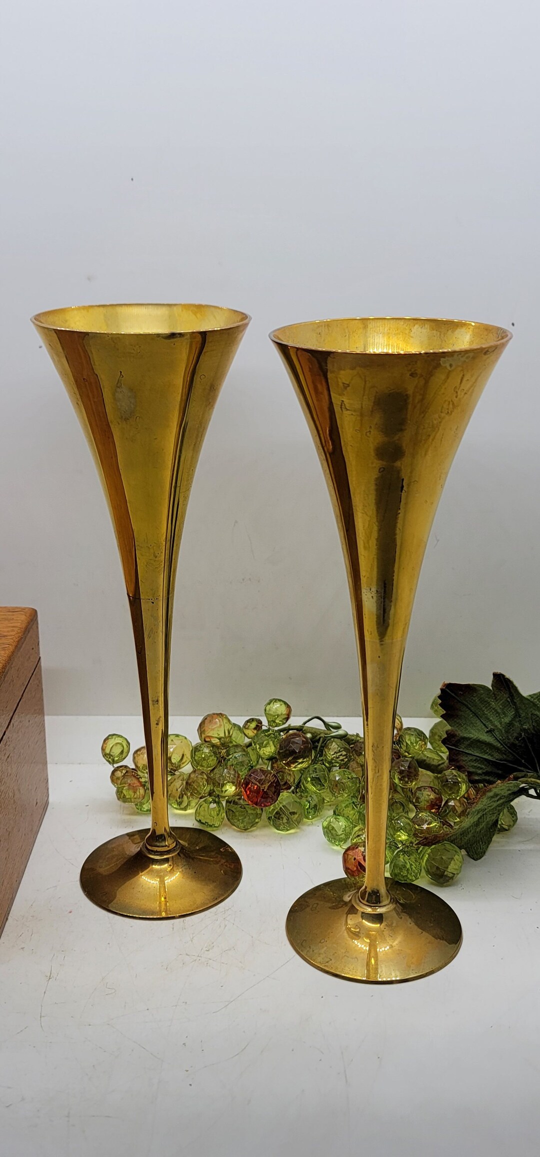 Two Brass Champagne Flutes Made in India 9.75 Inches Tall Etsy