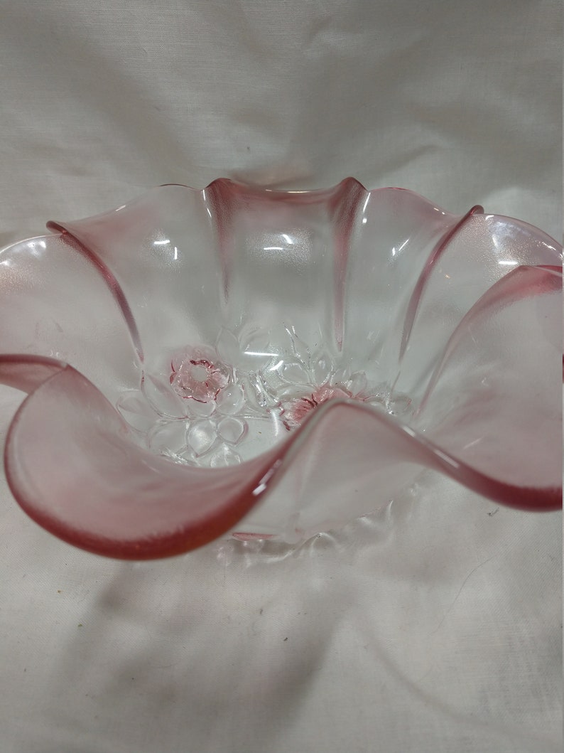 517 Mikasa Crystal Hostess Rosella Pattern Pink Flowers West Germany Vintage