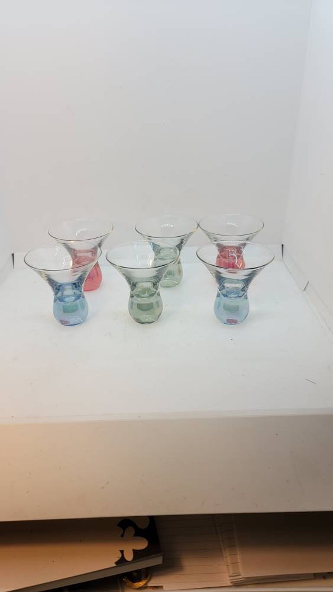Set of Four Color to Clear Cordial Martini Glasses Two Are Etsy