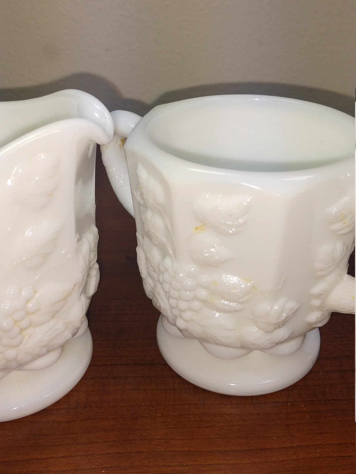 Westmoreland Milk Glass Creamer and Sugar Set Grape and Etsy UK