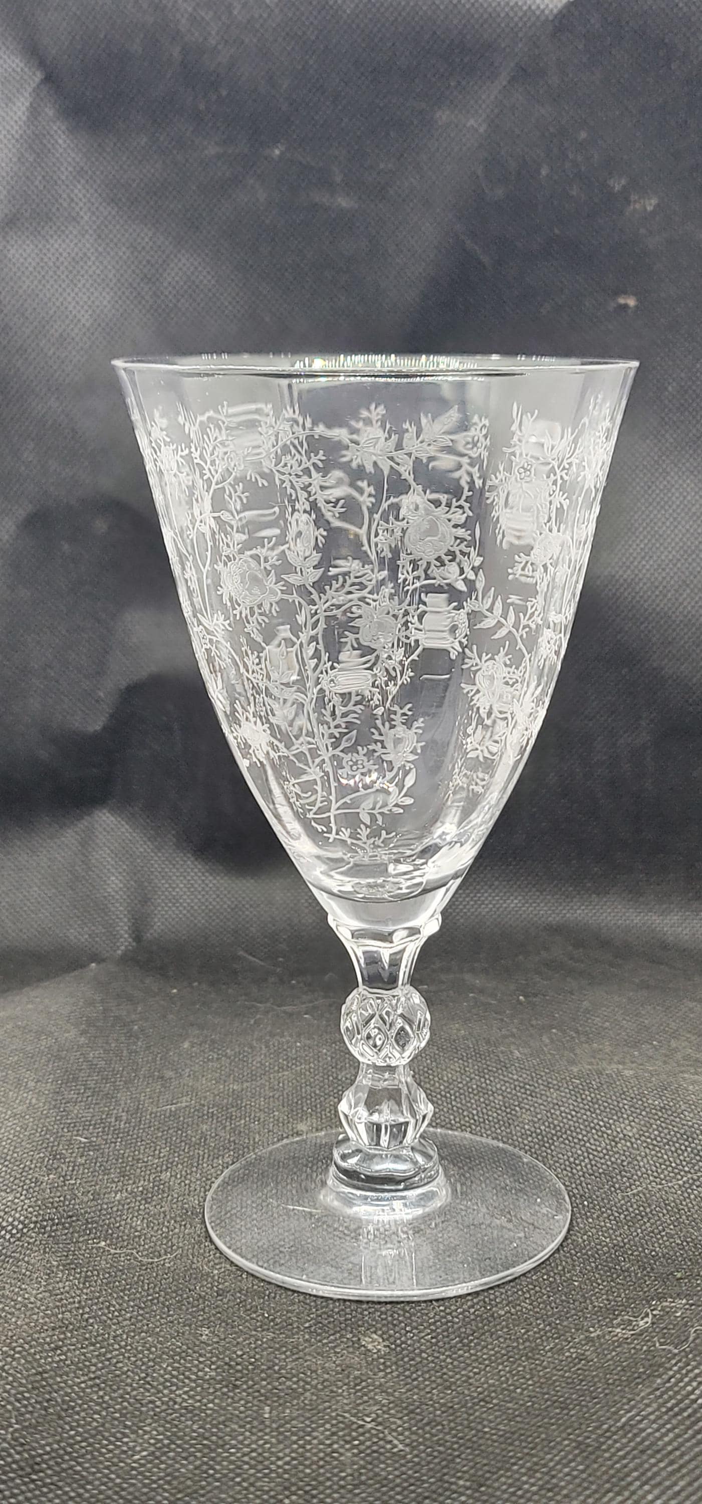 Crystal Water Glasses Vintage Etched - Etsy