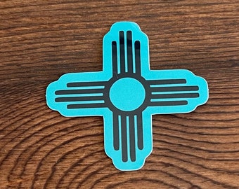 Zia Symbol Sticker, 2 inch New Mexico Sticker, New Mexico Pride Sticker, Turquoise Sticker, State Sticker