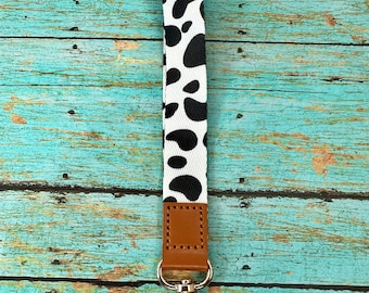 Cow Print Keychain | Wristlet Keychain