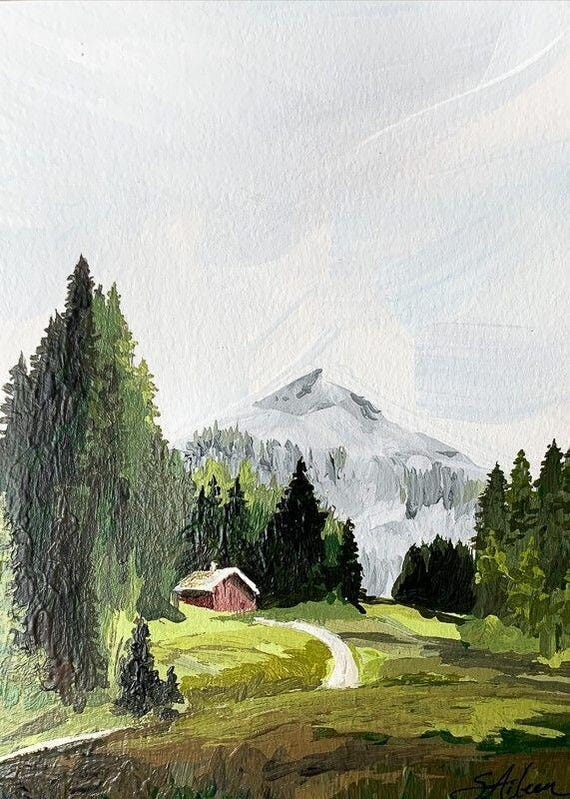 印象派 水彩画 風景画 作家サイン入り