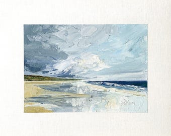 Oryginalny obraz olejny 8x10 Maine, pejzaż morski, plaża, sztuka nadmorska, Nowa Anglia, sygnowany