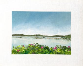 Peinture à l'huile originale Maine 8 x 10 paysage marin impressionniste côtier Midcoast signé