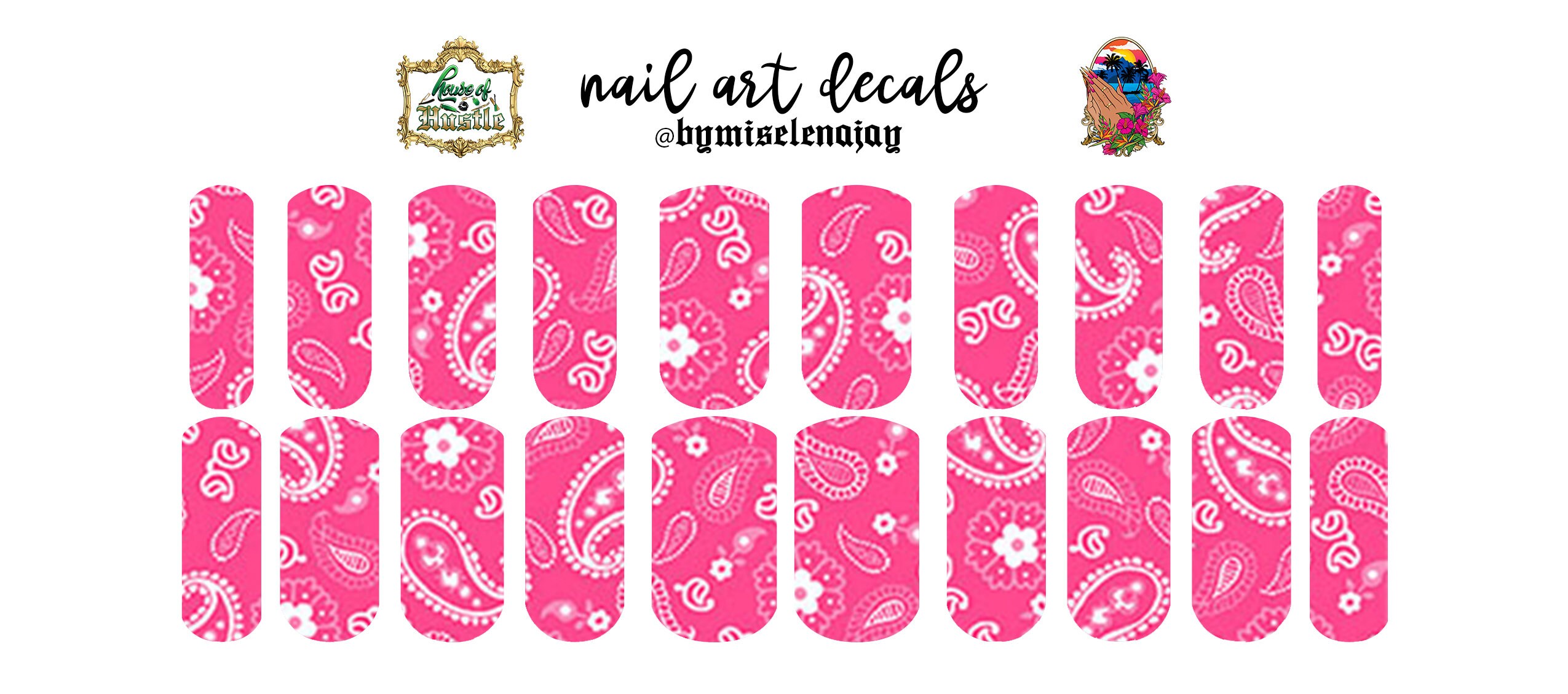 Pink Bandana Designer Nail Decals Etsy