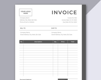 Professional Invoice Template: Editable Microsoft Word, US Letter (DOCX)