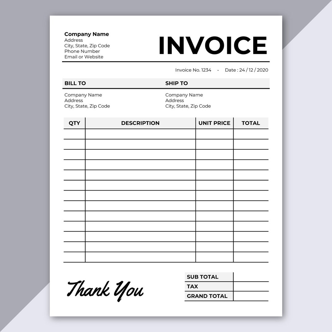 Invoice Template Printable Invoice Editable Invoice Etsy invoice-template-printable-invoice-editable-invoice-etsy