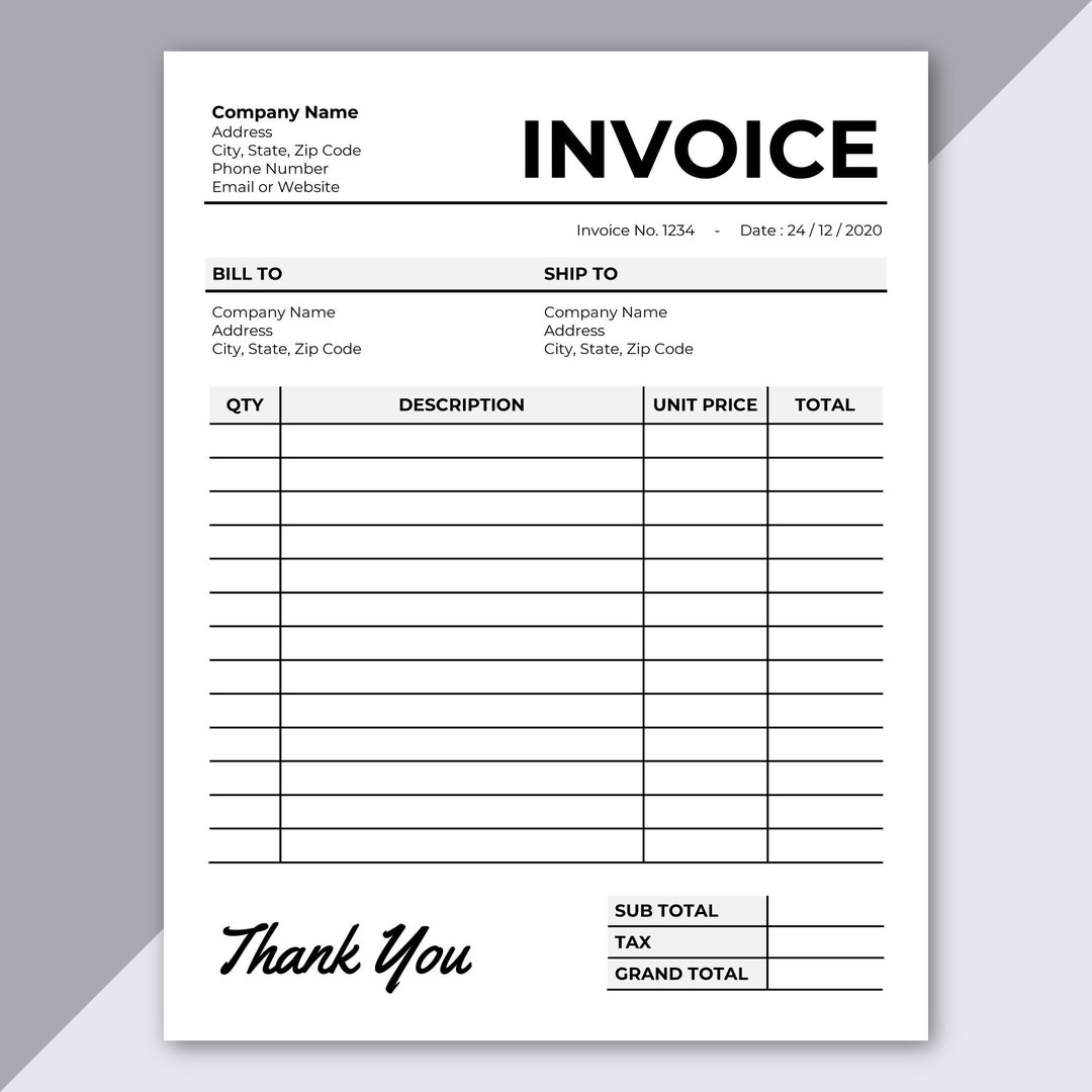 invoice-template-printable-invoice-editable-invoice-etsy