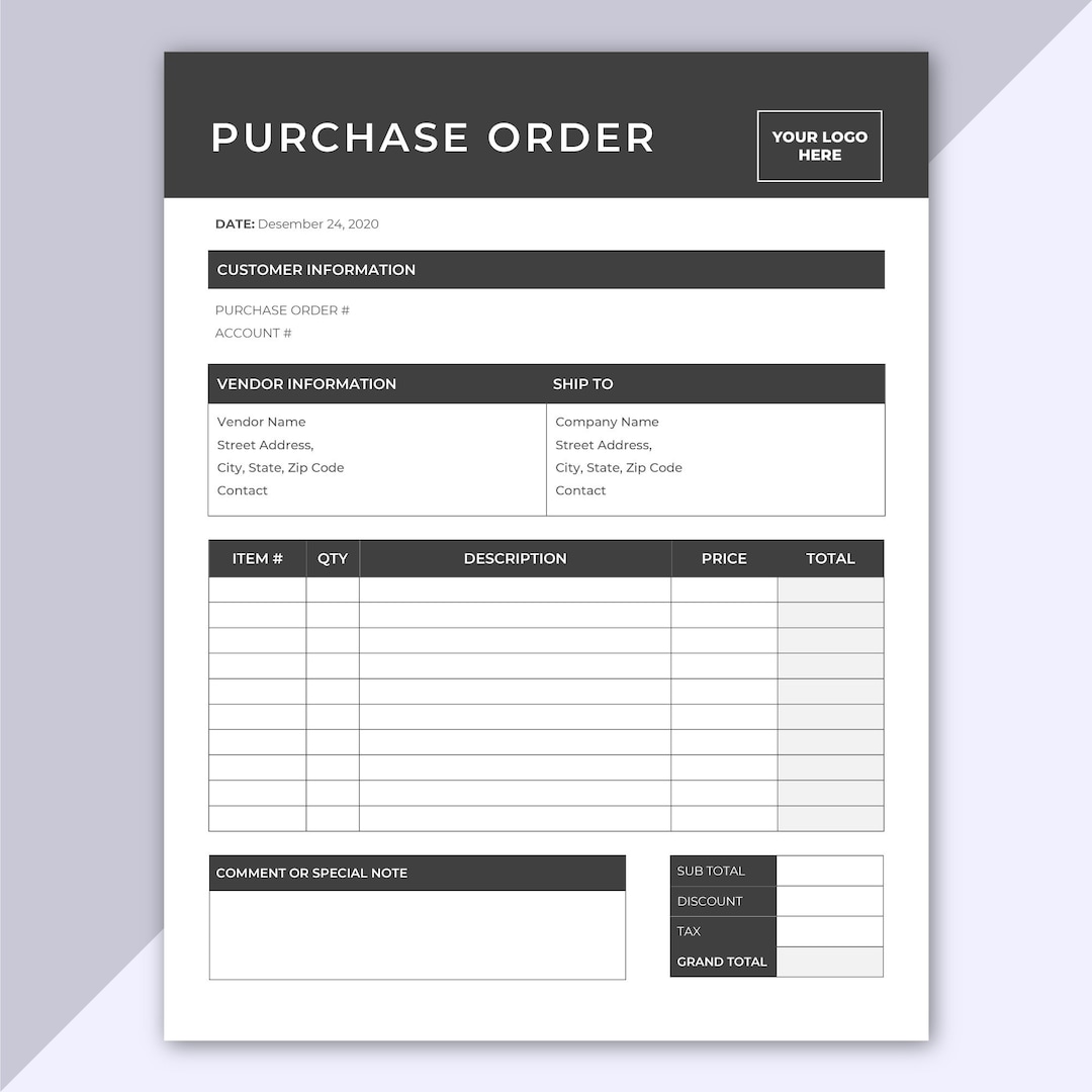 Plantilla de orden de compra - Plantilla editable de Microsoft Word ...