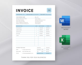 Plantilla de factura minimalista: Formulario comercial imprimible (Word y Excel)