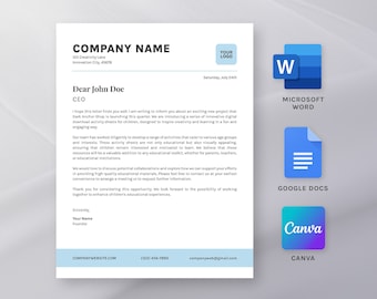 Plantilla de membrete moderna: Diseño minimalista para Word, Canva y Google Docs