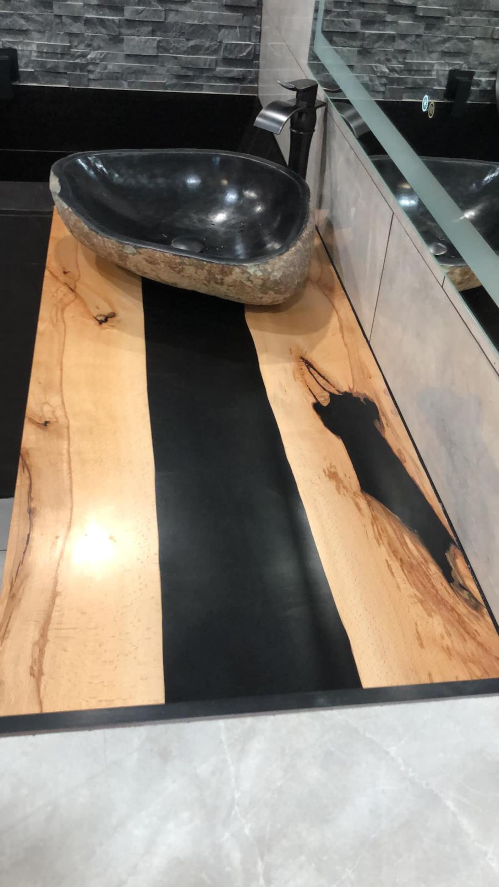 Epoxy Vanity Top, Resin Vanity Top, Black Resin Bathroom Vanity Top