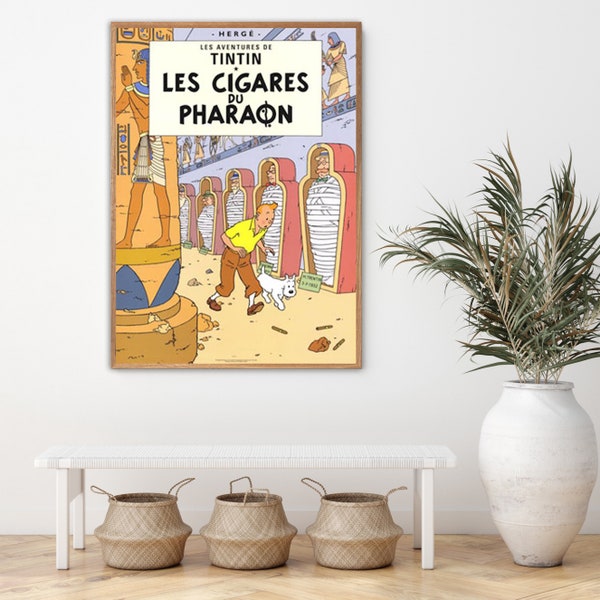 Originele Kuifje Poster - Sigaren van de Farao - 50x70 cm - Moderne kunstwerken Posterkunst - Print voor woonkamermuur