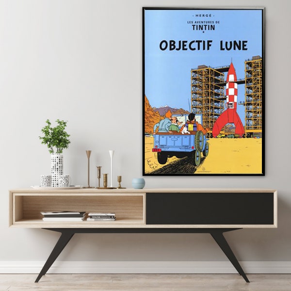 Affiche Tintin originale-explorateurs sur la lune-50x70 cm-affiche d'art moderne-impression pour mur de salon