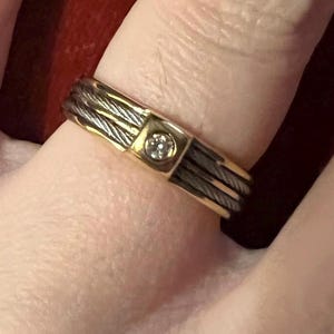 Pretty two-tone ring with zircon Charles Jourdan size 51