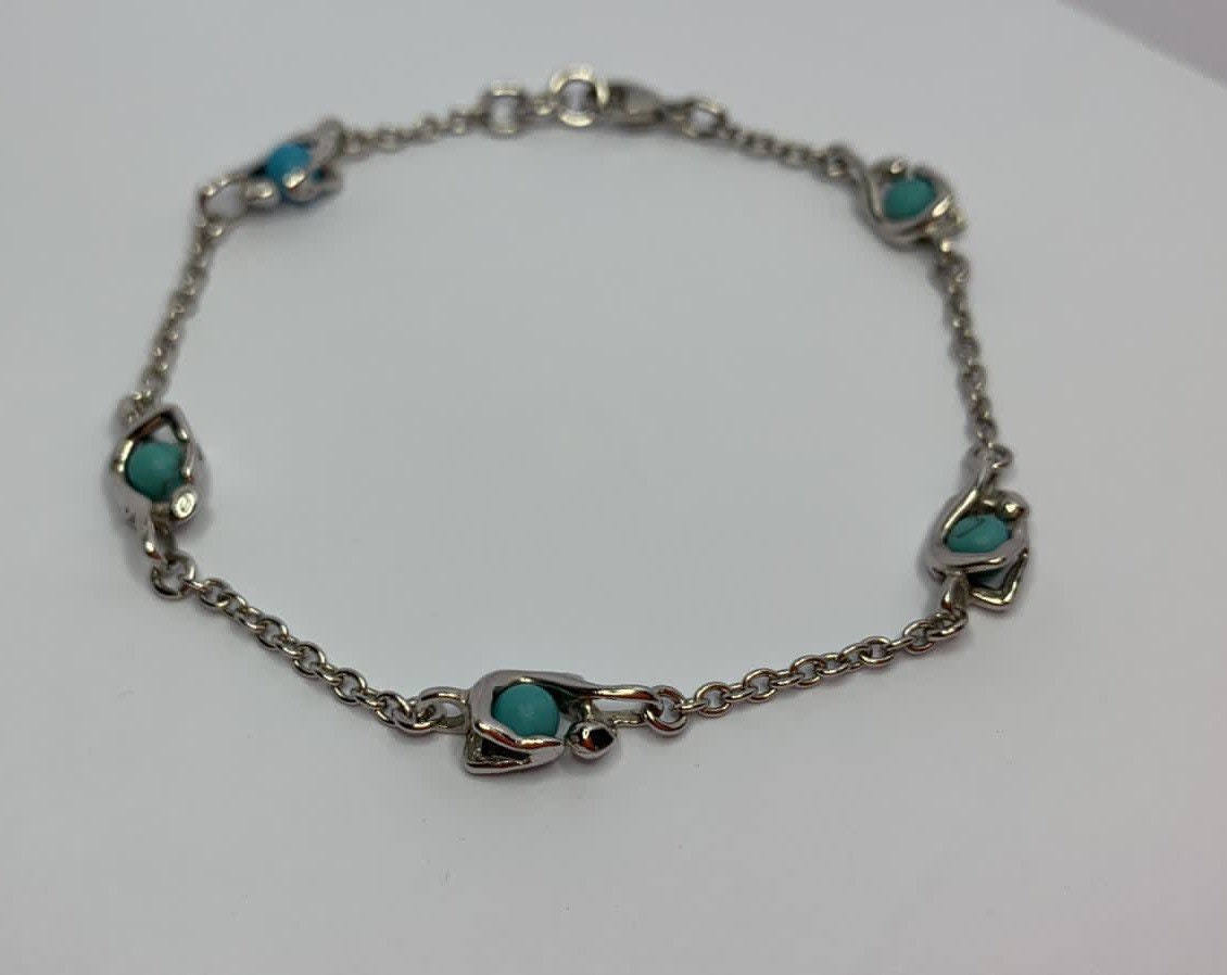 Delicate Bracelet of Muses and Amazonite in 925 Silver by Charles