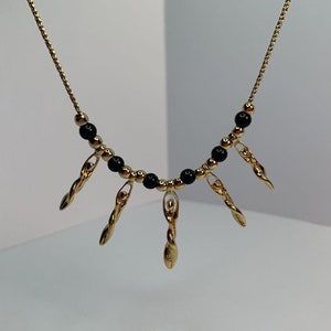 Magnificent 5 muses and onyx stone necklace by Charles Jourdan
