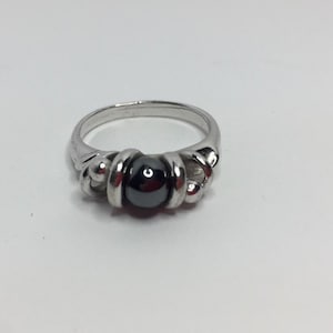 Charles Jourdan minimalist silver and hematite ring