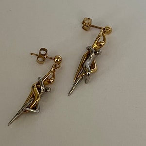 Superb two-tone entwined couple earrings by Charles Jourdan