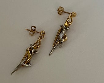 Superb two-tone entwined couple earrings by Charles Jourdan
