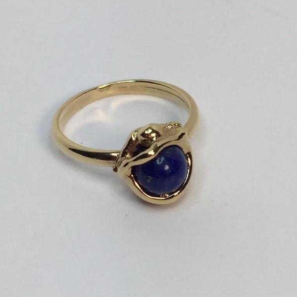 Rare! Superbe bague pierre lapis lazuli et sculpture Charles Jourdan