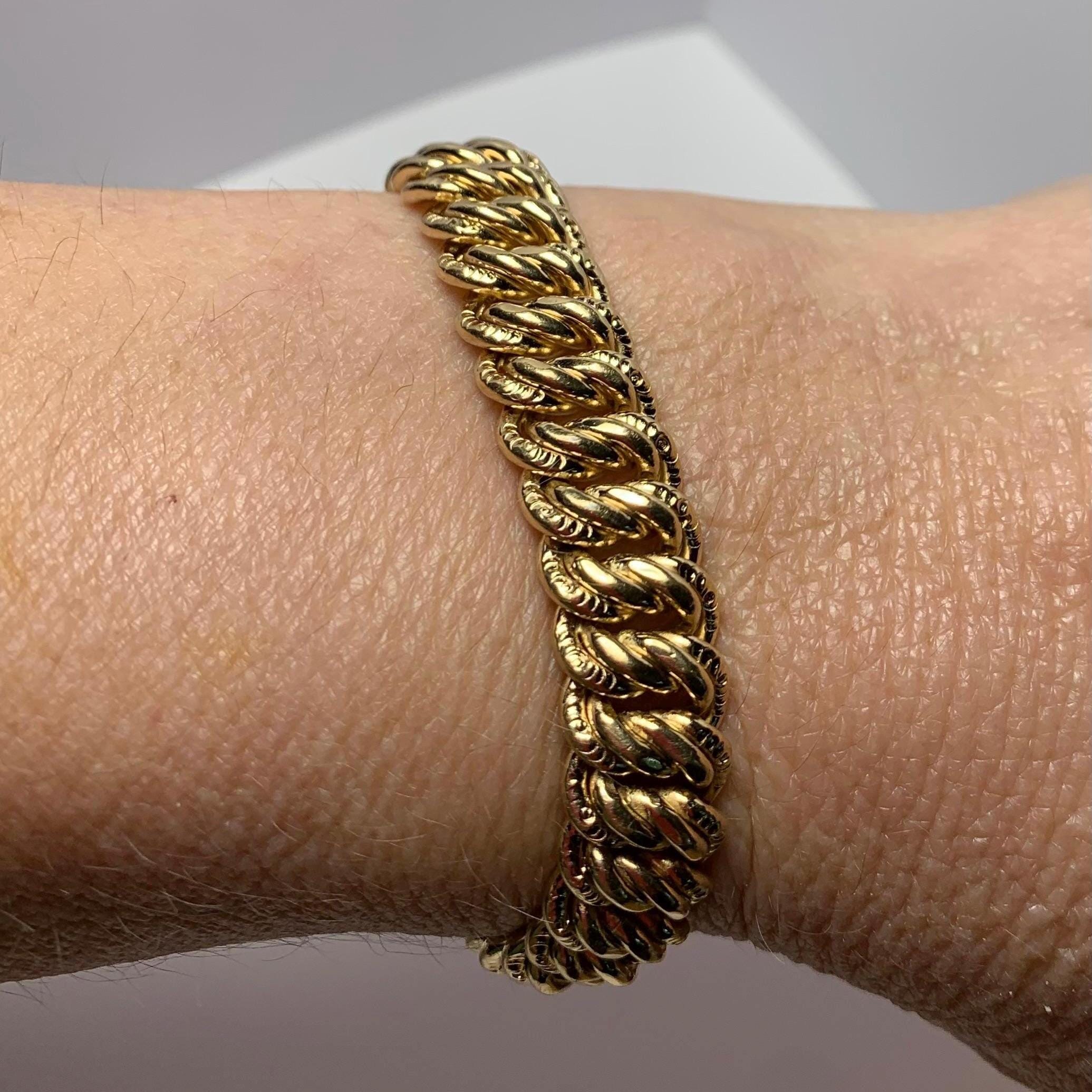 美しいヴィンテージの金メッキカーブチェーンブレスレット - Etsy 日本