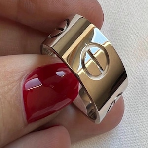 Prächtiger Vintage Cartier Love XL Ring in Weißgold Größe 63