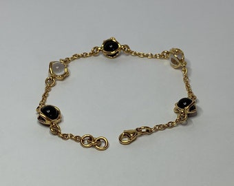 Superb bracelet with onyx stones and Charles Jourdan crystal